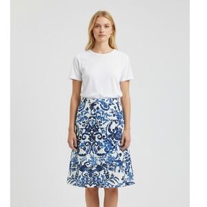 Mario Serriani Skirt Women's 8 Floral Chinoiserie Midi Lined Pockets Romantic